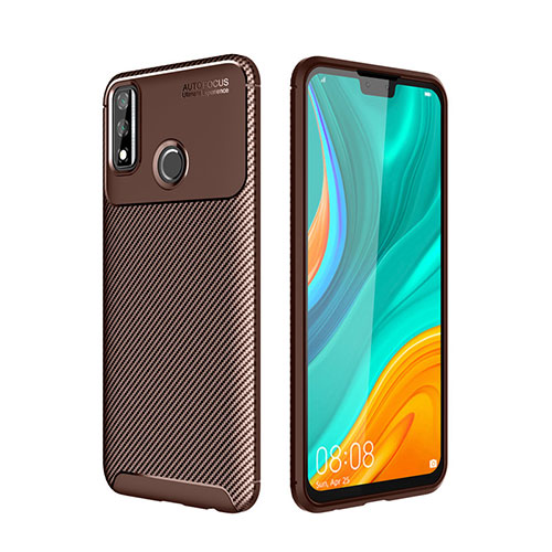 Silicone Candy Rubber TPU Twill Soft Case Cover for Huawei Y8s Brown