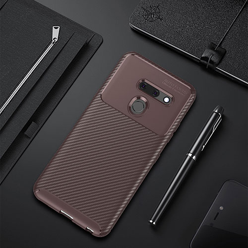 Silicone Candy Rubber TPU Twill Soft Case Cover for LG G8 ThinQ Brown