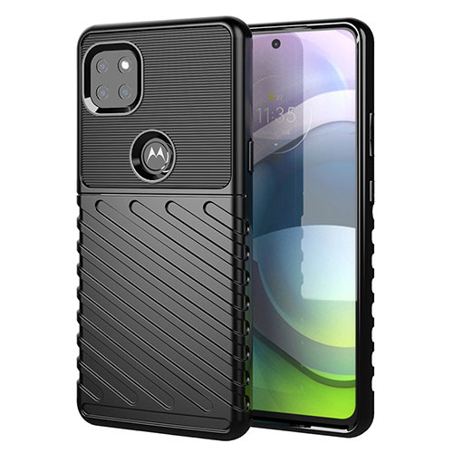Silicone Candy Rubber TPU Twill Soft Case Cover for Motorola Moto G 5G Black