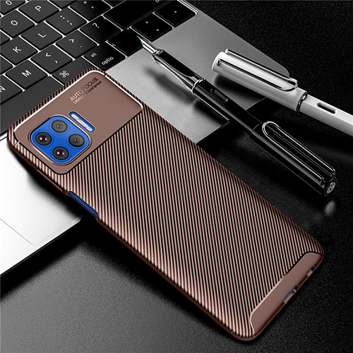 Silicone Candy Rubber TPU Twill Soft Case Cover for Motorola Moto G 5G Plus Brown