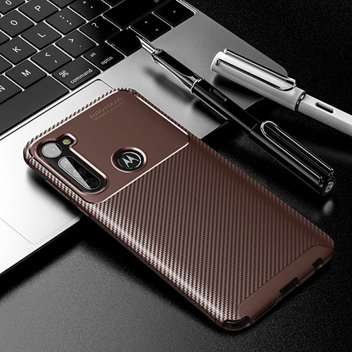 Silicone Candy Rubber TPU Twill Soft Case Cover for Motorola Moto G Stylus Brown
