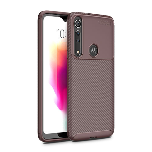 Silicone Candy Rubber TPU Twill Soft Case Cover for Motorola Moto G8 Play Brown