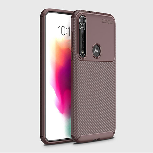 Silicone Candy Rubber TPU Twill Soft Case Cover for Motorola Moto G8 Plus Brown