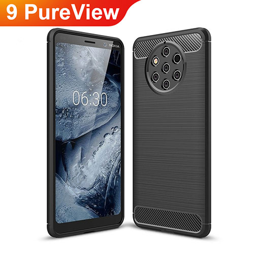 Silicone Candy Rubber TPU Twill Soft Case Cover for Nokia 9 PureView Black