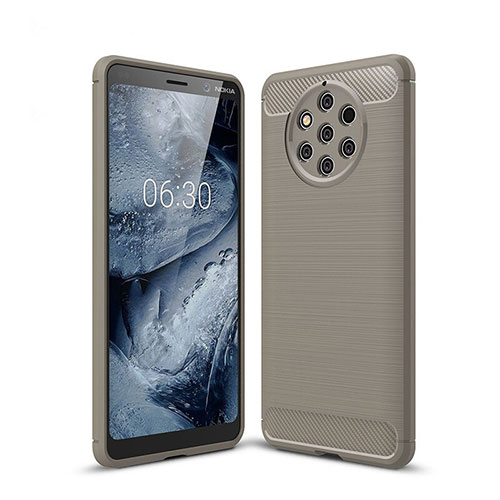 Silicone Candy Rubber TPU Twill Soft Case Cover for Nokia 9 PureView Gray