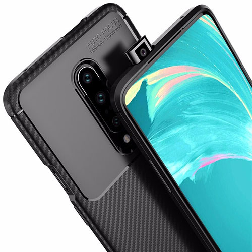 Silicone Candy Rubber TPU Twill Soft Case Cover for OnePlus 7 Pro Black