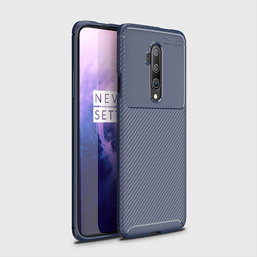 Silicone Candy Rubber TPU Twill Soft Case Cover for OnePlus 7T Pro Blue