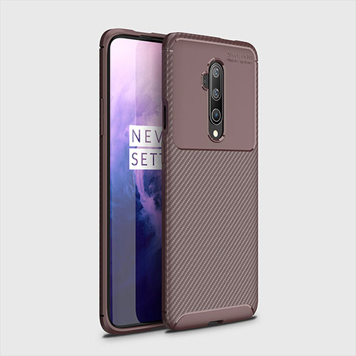 Silicone Candy Rubber TPU Twill Soft Case Cover for OnePlus 7T Pro Brown