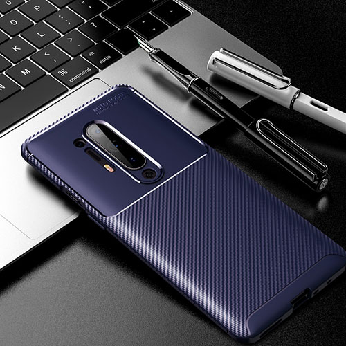 Silicone Candy Rubber TPU Twill Soft Case Cover for OnePlus 8 Pro Blue