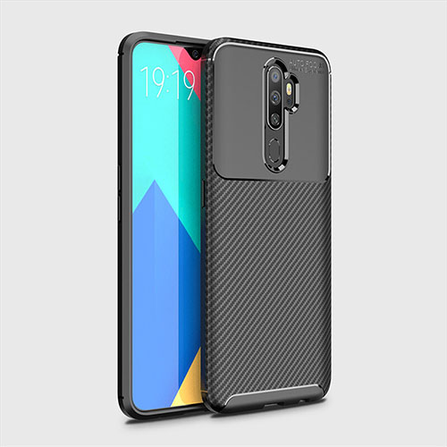Silicone Candy Rubber TPU Twill Soft Case Cover for Oppo A11 Black