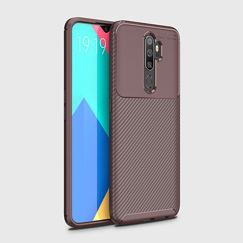 Silicone Candy Rubber TPU Twill Soft Case Cover for Oppo A5 (2020) Brown
