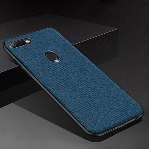 Silicone Candy Rubber TPU Twill Soft Case Cover for Oppo A7 Blue