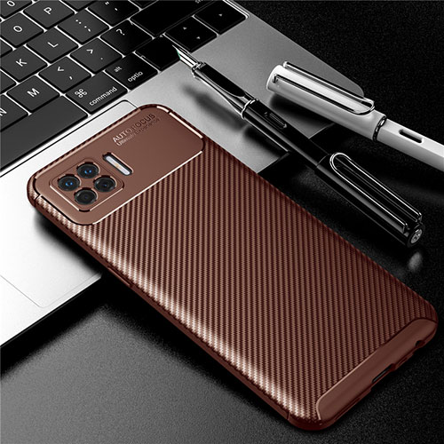 Silicone Candy Rubber TPU Twill Soft Case Cover for Oppo A73 (2020) Brown