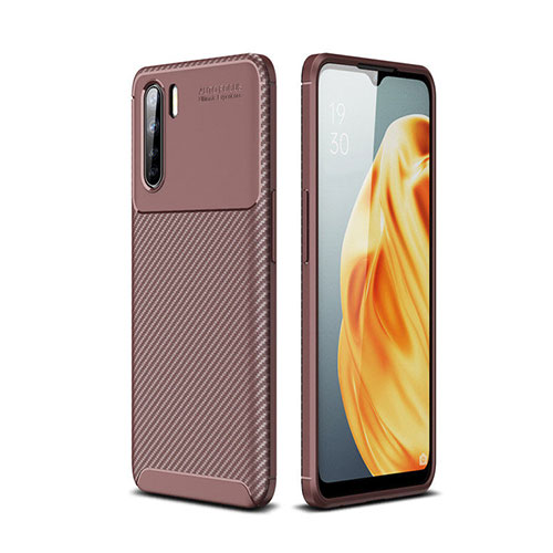 Silicone Candy Rubber TPU Twill Soft Case Cover for Oppo A91 Brown
