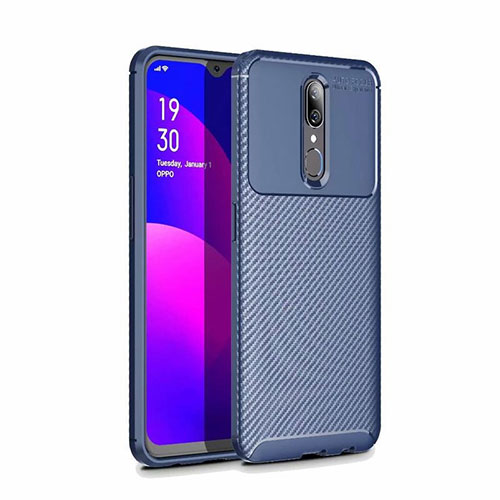 Silicone Candy Rubber TPU Twill Soft Case Cover for Oppo A9X Blue