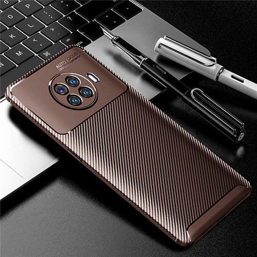 Silicone Candy Rubber TPU Twill Soft Case Cover for Oppo Ace2 Brown