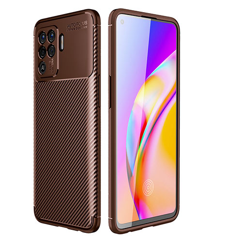 Silicone Candy Rubber TPU Twill Soft Case Cover for Oppo F19 Pro Brown