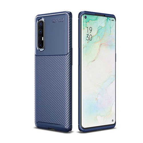 Silicone Candy Rubber TPU Twill Soft Case Cover for Oppo Find X2 Neo Blue