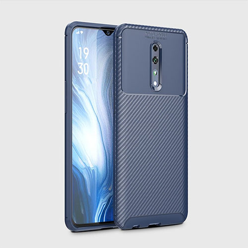 Silicone Candy Rubber TPU Twill Soft Case Cover for Oppo Reno Z Blue