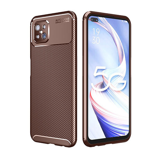 Silicone Candy Rubber TPU Twill Soft Case Cover for Oppo Reno4 Z 5G Brown