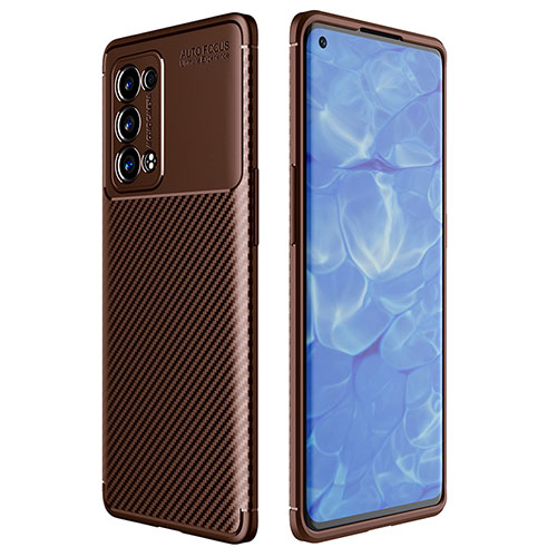 Silicone Candy Rubber TPU Twill Soft Case Cover for Oppo Reno6 Pro 5G Brown