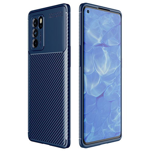 Silicone Candy Rubber TPU Twill Soft Case Cover for Oppo Reno6 Pro 5G India Blue