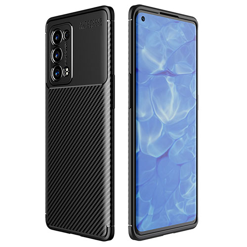 Silicone Candy Rubber TPU Twill Soft Case Cover for Oppo Reno6 Pro+ Plus 5G Black