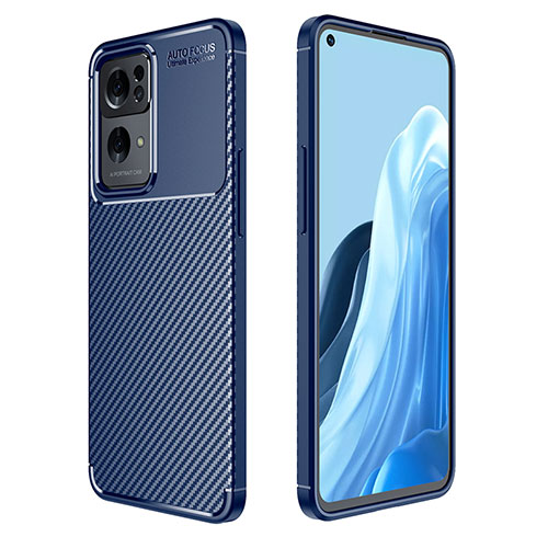 Silicone Candy Rubber TPU Twill Soft Case Cover for Oppo Reno7 Pro 5G Blue
