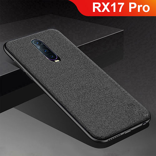 Silicone Candy Rubber TPU Twill Soft Case Cover for Oppo RX17 Pro Black