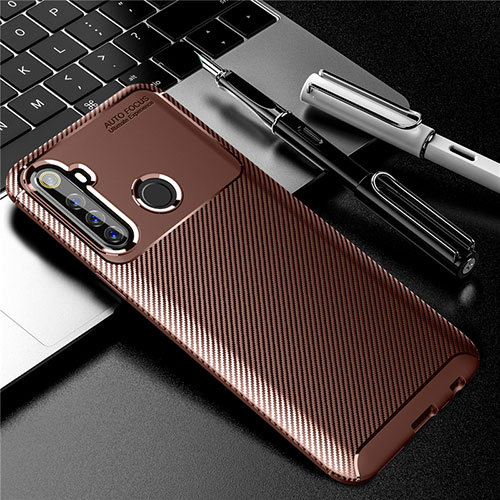 Silicone Candy Rubber TPU Twill Soft Case Cover for Realme 6i Brown
