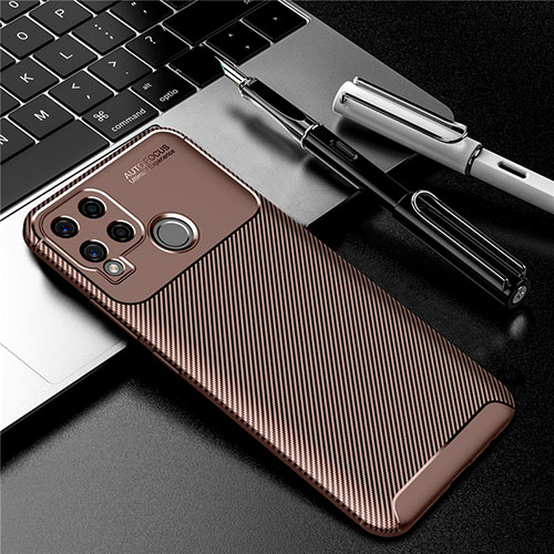 Silicone Candy Rubber TPU Twill Soft Case Cover for Realme C15 Brown