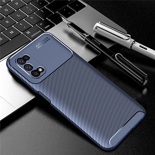 Silicone Candy Rubber TPU Twill Soft Case Cover for Realme V5 5G Blue