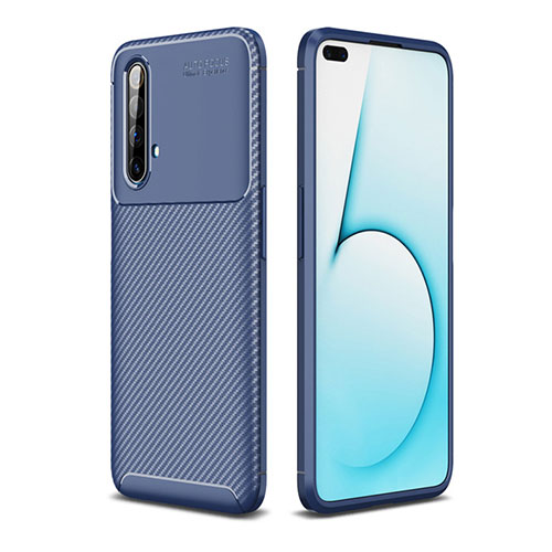 Silicone Candy Rubber TPU Twill Soft Case Cover for Realme X3 Blue