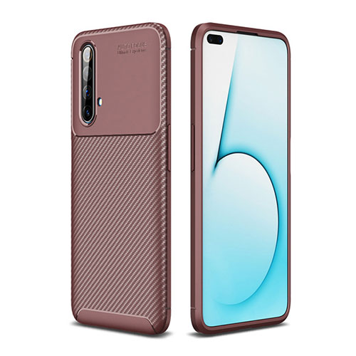 Silicone Candy Rubber TPU Twill Soft Case Cover for Realme X3 Brown