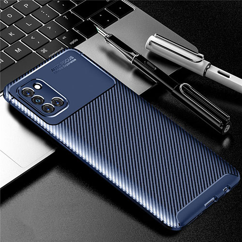 Silicone Candy Rubber TPU Twill Soft Case Cover for Samsung Galaxy A31 Blue