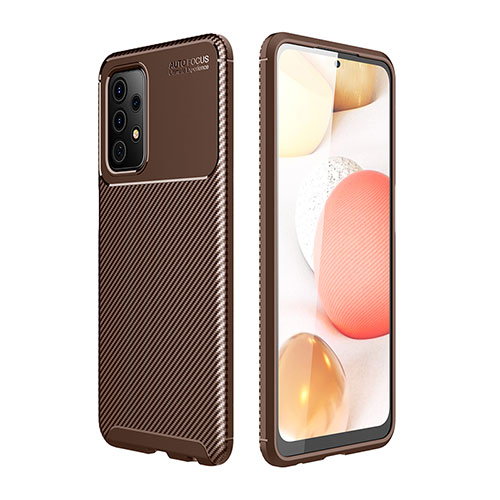 Silicone Candy Rubber TPU Twill Soft Case Cover for Samsung Galaxy A52 5G Brown
