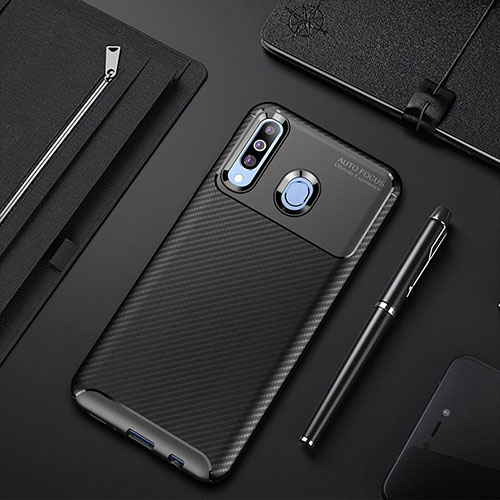 Silicone Candy Rubber TPU Twill Soft Case Cover for Samsung Galaxy A60 Black