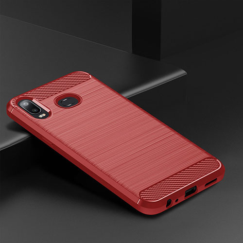 Silicone Candy Rubber TPU Twill Soft Case Cover for Samsung Galaxy A6s Red