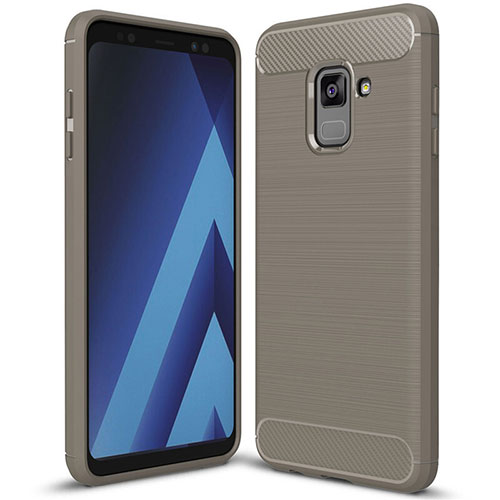 Silicone Candy Rubber TPU Twill Soft Case Cover for Samsung Galaxy A8+ A8 Plus (2018) A730F Gray