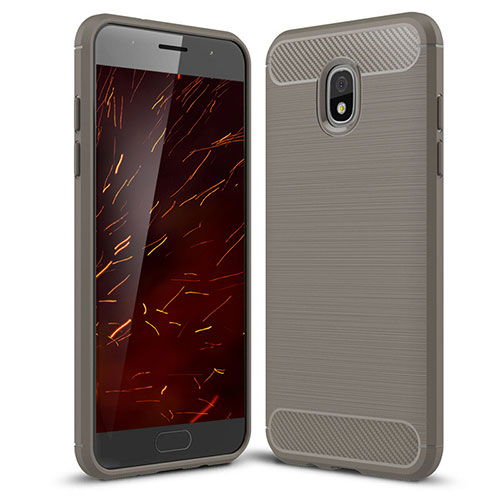 Silicone Candy Rubber TPU Twill Soft Case Cover for Samsung Galaxy J3 Star Gray