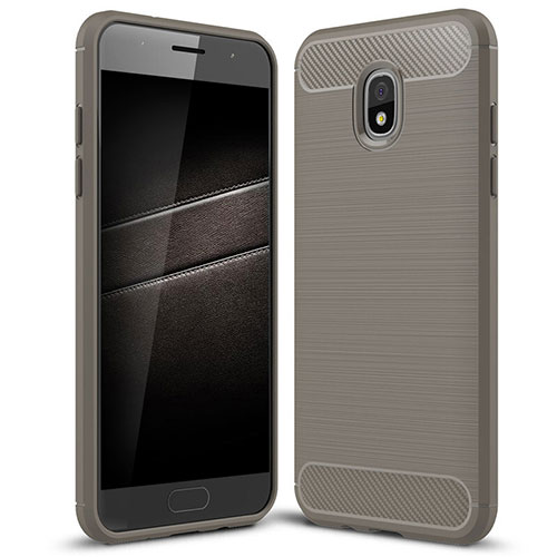 Silicone Candy Rubber TPU Twill Soft Case Cover for Samsung Galaxy J7 (2018) J737 Gray