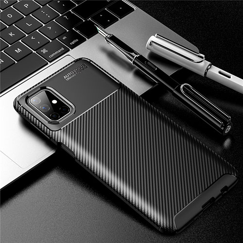 Silicone Candy Rubber TPU Twill Soft Case Cover for Samsung Galaxy M51 Black