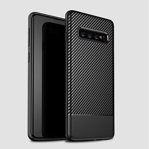 Silicone Candy Rubber TPU Twill Soft Case Cover for Samsung Galaxy S10 Black