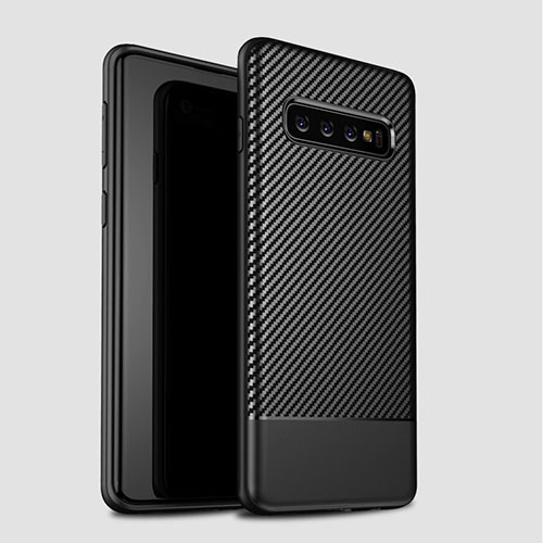 Silicone Candy Rubber TPU Twill Soft Case Cover for Samsung Galaxy S10 Plus Black