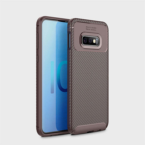 Silicone Candy Rubber TPU Twill Soft Case Cover for Samsung Galaxy S10e Brown