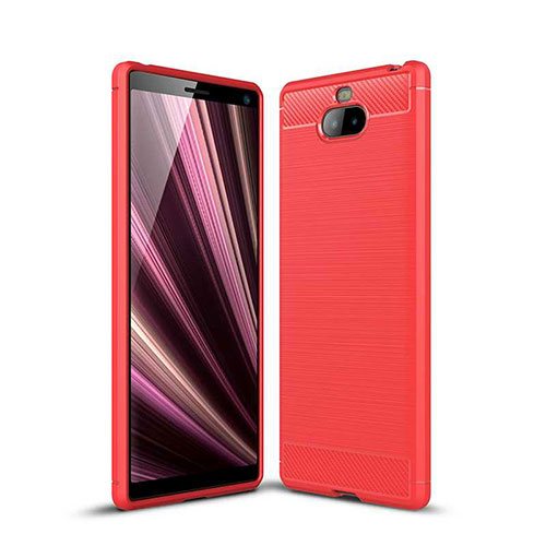 Silicone Candy Rubber TPU Twill Soft Case Cover for Sony Xperia 10 Plus Red