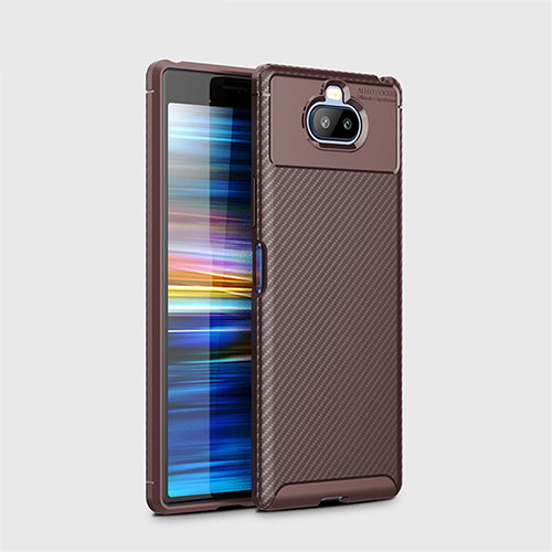 Silicone Candy Rubber TPU Twill Soft Case Cover for Sony Xperia 8 Lite Brown