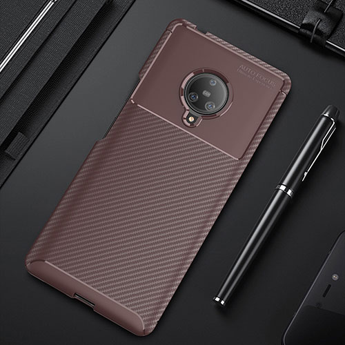 Silicone Candy Rubber TPU Twill Soft Case Cover for Vivo Nex 3 5G Brown