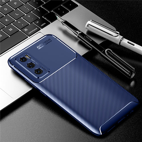 Silicone Candy Rubber TPU Twill Soft Case Cover for Vivo Y70 (2020) Blue
