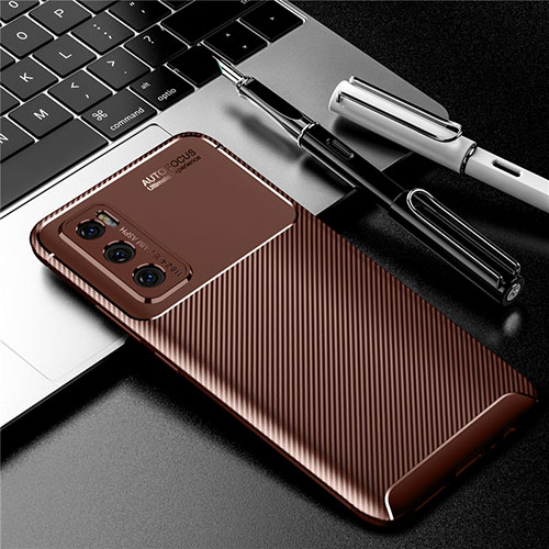 Silicone Candy Rubber TPU Twill Soft Case Cover for Vivo Y70 (2020) Brown